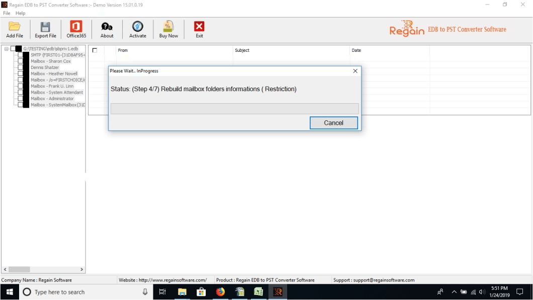 Regain EDB to PST Converter Screenshots